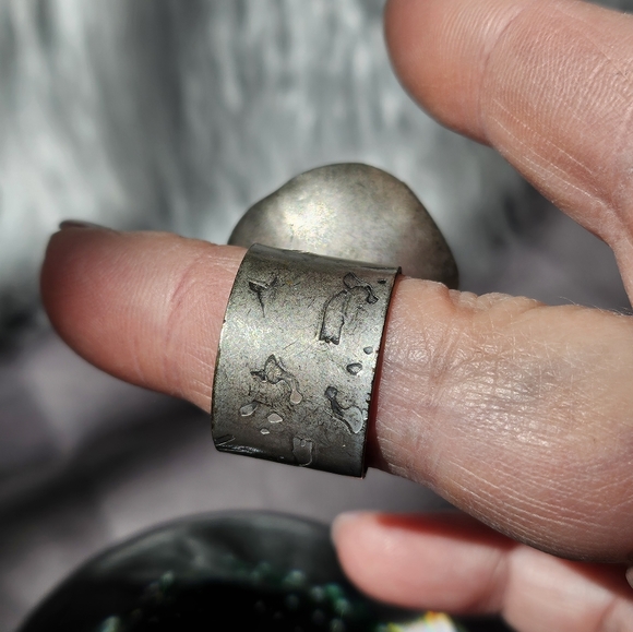 Brutalist rings 1990 with blue crystals - Picture 5 of 8